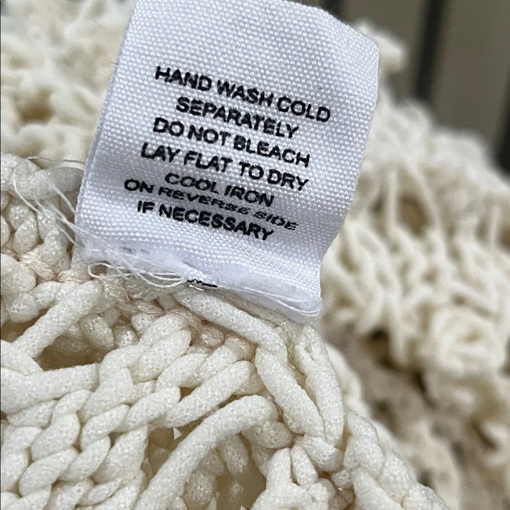 BUCKET LIST Cream Open-Knit Crochet Sweater - Lightweight Layering, WOMEN SIZE S